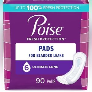 64 Poise 6 long size pads - perfect for post partum (**not 90, only 64**)